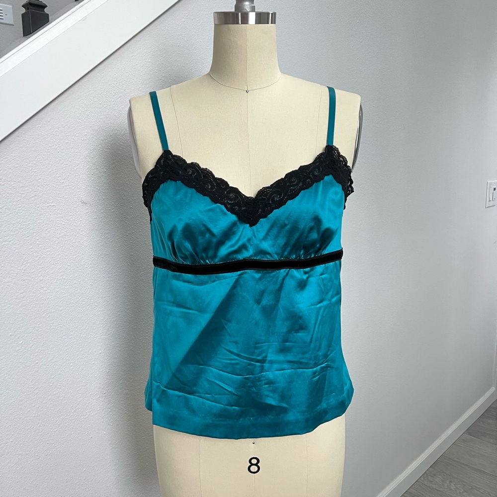 Silk camisole with lace trim